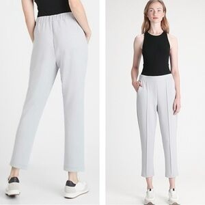 Banana Republic Scuba Knit Commuter Slim Pleated Pants In Silver Grey